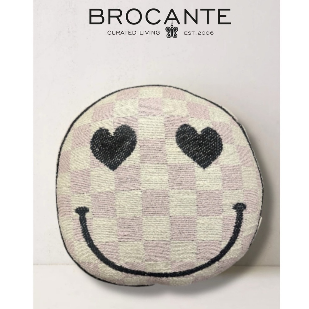 Brocante Happy Face Throw Pillow